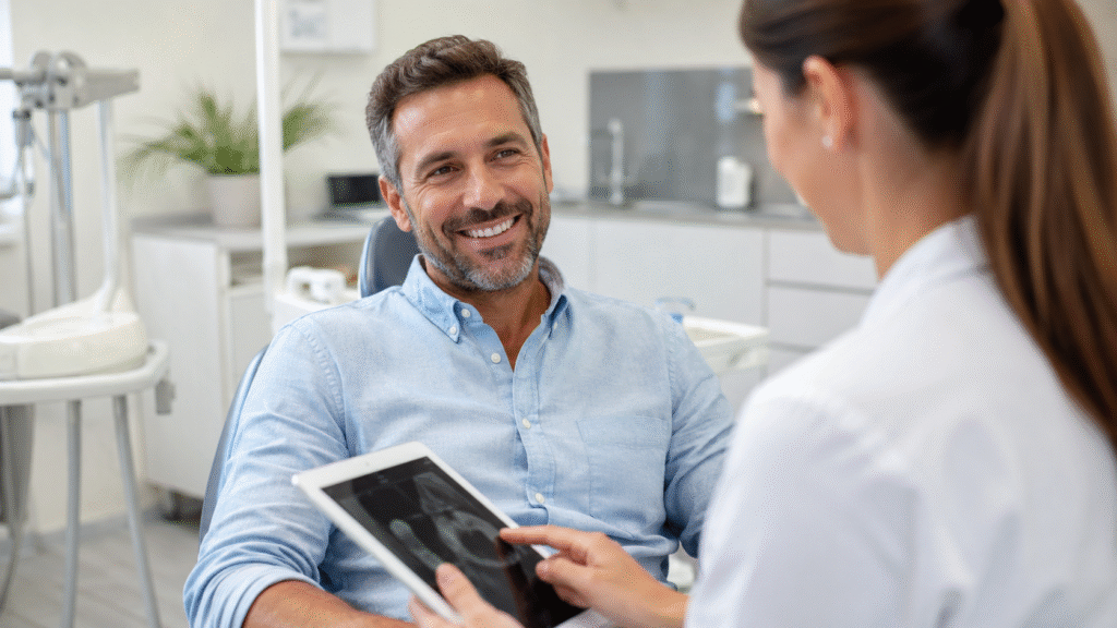 Patient smiling after learning about Dental Implants in North Miami Beach