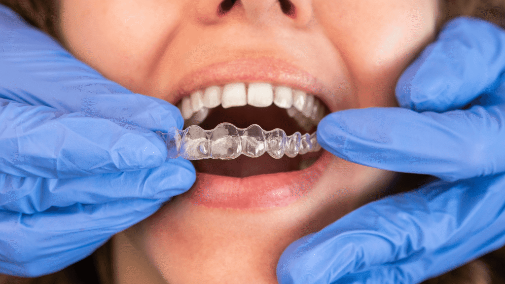 Clear aligners fix the gaps between the teeth at Q Smiles Dentistry